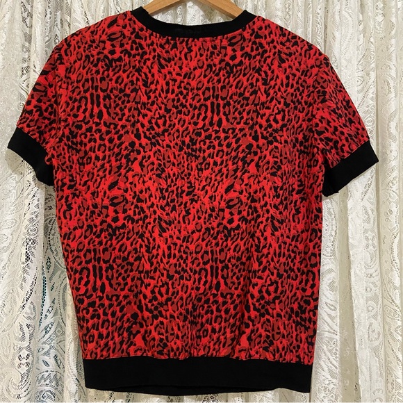 Belle Vere Red And Black Leopard Print Short Sleeved Top. - Picture 2 of 6